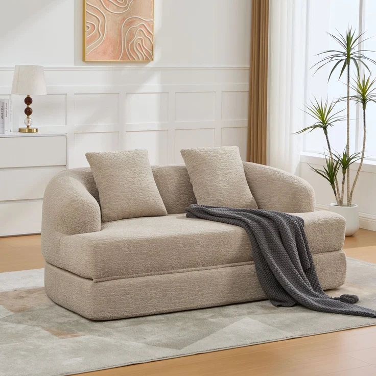 ZUBALIYA Schlafsofa 84x65 cm, mit LED - Beleuchtung, mit Chenille - Bezug, modular aufgebaut, mit Schaumstoffpolsterung – Bild 7