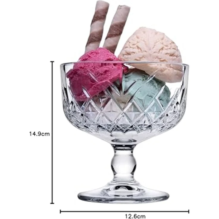 Pasabahce Dessertschale Timeless, Glas, (Packung, 2-tlg), 2er Eis-Becher aus Glas, Dessert Becher, Schale auf Fuß – Bild 7