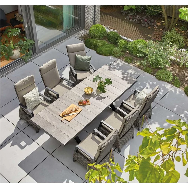 Gartensessel Corido, Rattan, Grau, Schwarz, 61 x 109 x 62 cm – Bild 7