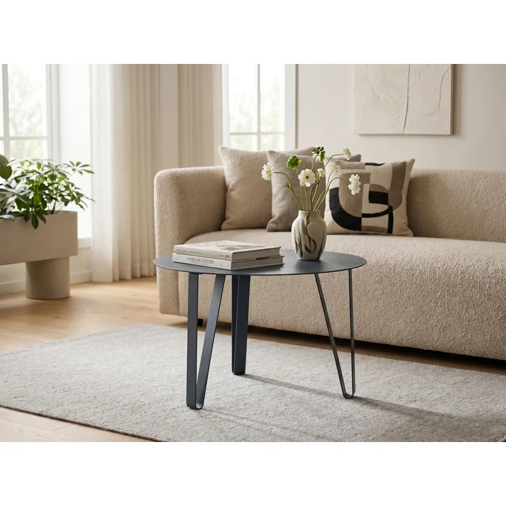 M2 Kollektion Emil 3 – Couchtisch/Beistelltisch (Ø 60 cm, H 40cm) | Metall anthrazit