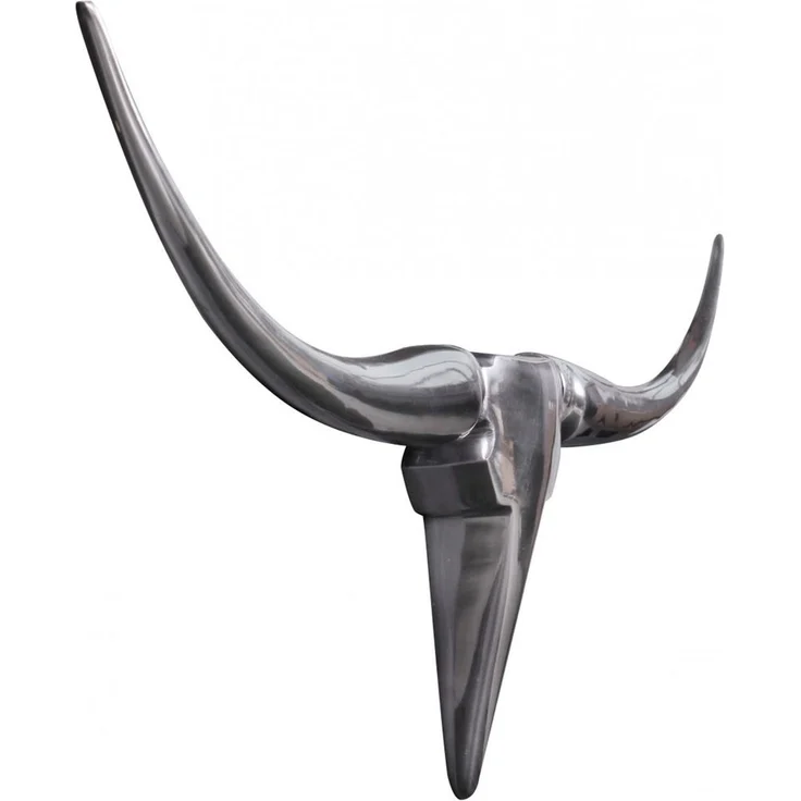 Wanddekoration Bull Geweih S 74cm Aluminium Silber – Bild 2