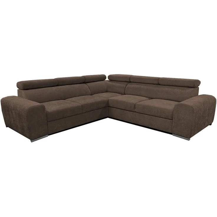 Wohnero24 Ecksofa PAVONE 3 260x260 cm – Chenille Sofa Dunkelbraun mit Schlaffunktion 190x125 cm, Bettkasten & verstellbaren Kopfstützen – Bild 1