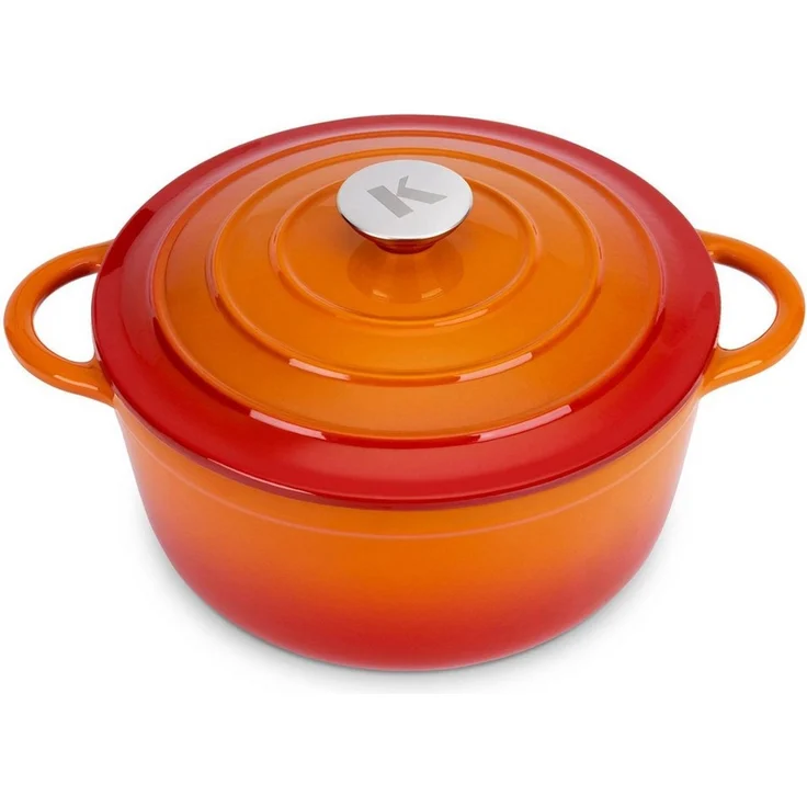 KLAMER Bräter Gusseisen Bräter 5 L, Gusseisen-Topf 25 cm backofengeeignet, Emaille …, Gusseisen, Exzellente Hitzeverteilung, Intensive Aromabildung, 5 Liter – Bild 5