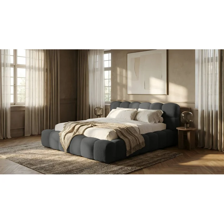 thematys Polsterbett CLOUD mit Bettkasten 200x200cm, Ohne Matratze, Davis, Grau – Bild 2