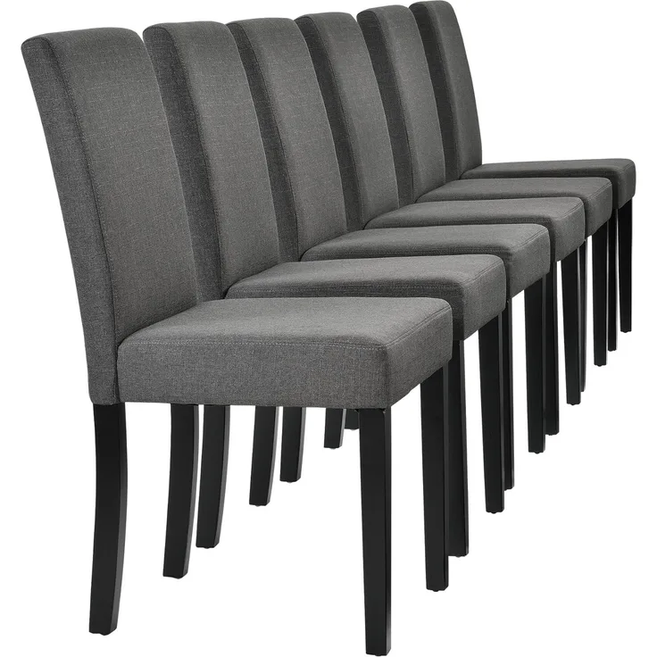 6x Design Stühle Textil Dunkelgrau