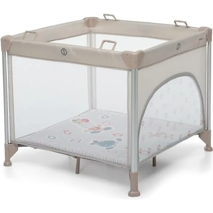 Foppapedretti Faltbares Laufgitter Jubox, für Kinder von der Geburt bis 36 Monate, tragbar mit Tasche, gepolsterte Matte, geschützte Ecken mit Bezug, 93 x 93 x 78 cm, Circus