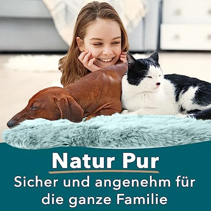 KARAT Lammfell echt - Duck Egg Flauschige Stuhlkissen Schaffell Deko Teppich für Wohzimmer & Kinderzimmer, Sitzauflage, Dekofell, mit Lederrücken 90x60 cm (Audrey) – Bild 6