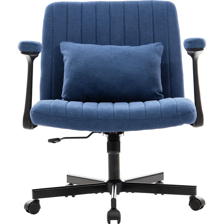 Bürostuhl aus Samt, höhenverstellbar mit klappbaren Armlehnen, 21,5x25,2x33 cm, Blau – Bild 3