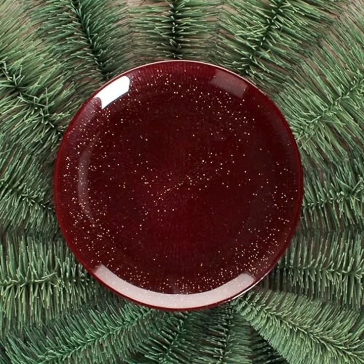 MamboCat Frühstücksteller 6x Suez Kuchenteller Ø21,2cm Glas Rot Glitzer Dessert Weihnachten – Bild 4