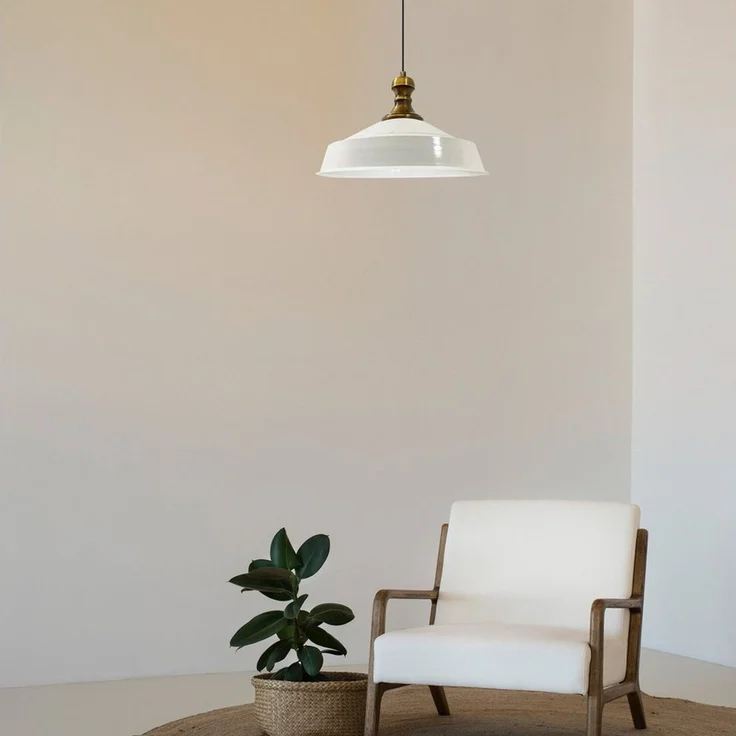 Bamyum Pendelleuchte Metall Ø41 cm, Weiß innen weiß, E27, Vintage Lampe, ohne Leuchtmittel – Bild 2