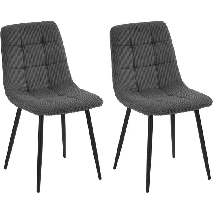HTI-Living Esszimmerstuhl Esszimmerstuhl Mesa Cordstoff Grau (Set, 2 St), Polsterstuhl mit schwarzen Metallbeinen