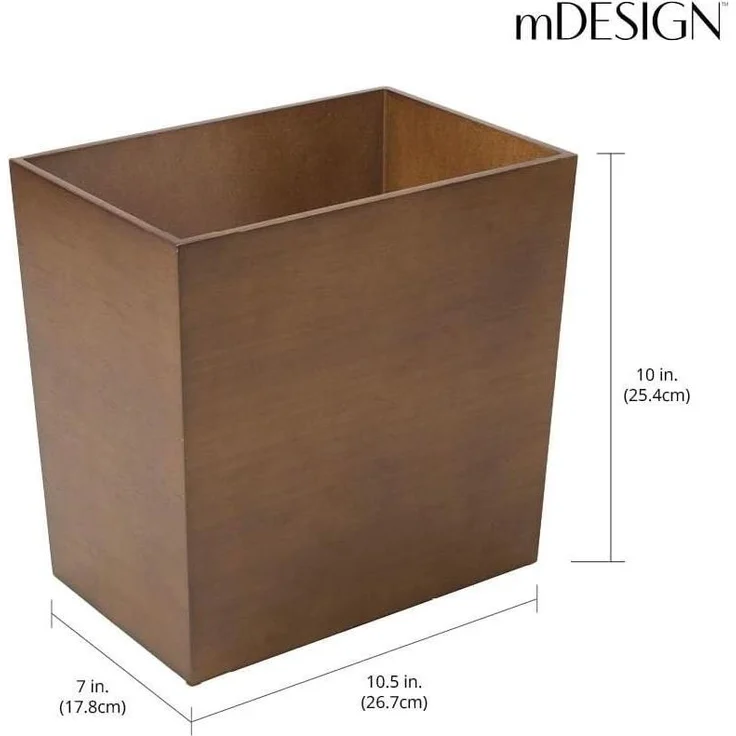 Stilvoller Abfalleimer Mülleimer mDesign Bambusoptik stabile Holzfaser braun – Bild 2