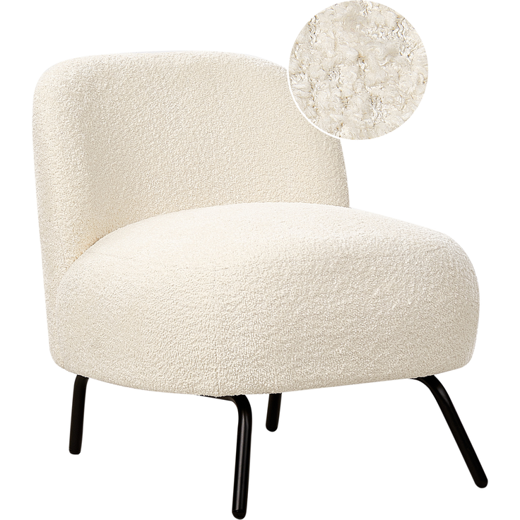 Sessel KUMLA Bouclé Cremeweiß