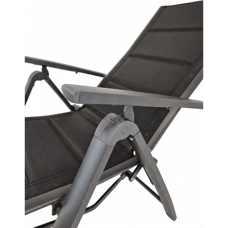 Alu Liegestuhl 6-fach verstellbar gepolstert Hochlehner Gartenmöbel Gartensessel – Bild 6