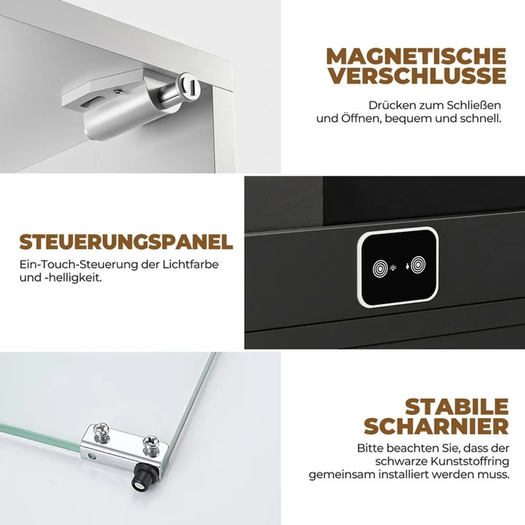 Glasvitrine Ausstellungsschrank 160 cm, 4-stufig mit Glastür, LED-Beleuchtung und Bewegungssensor, Weiß – Bild 7