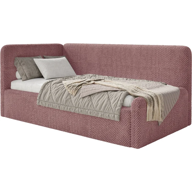 Selsey Fanko –Jugendbett 90x200 cm mit Kopfteil links, Plüsch, Rosa – Bild 1