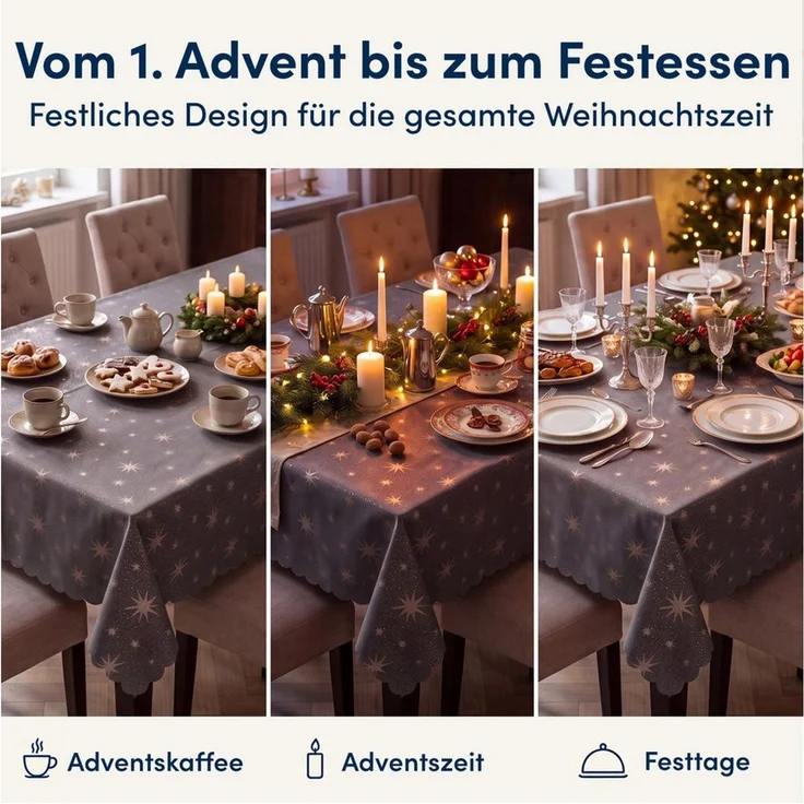 Stoffschmiede Tischdecke Weihnachten Sterne - Lurex Glanz - Versch. Größen & Farben, Lurex Glanz – Bild 4