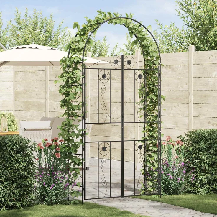 vidaXL Gartenbogen Uni Schwarz 115 x 37 x 226 cm 42021348