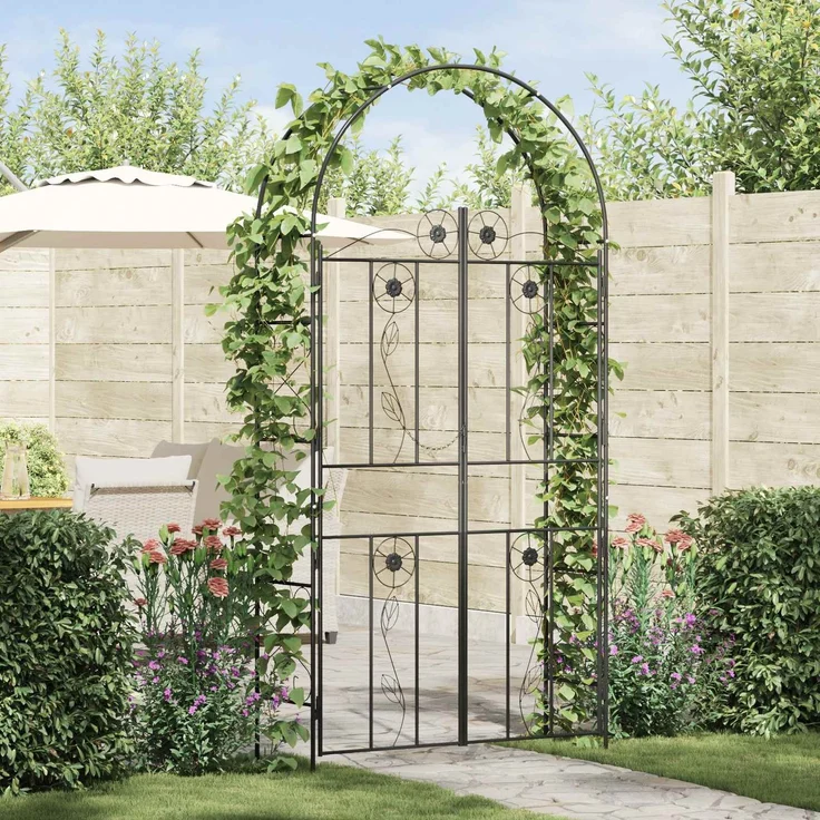 vidaXL Gartenbogen Uni Schwarz 115 x 37 x 226 cm 42021348 – Bild 1