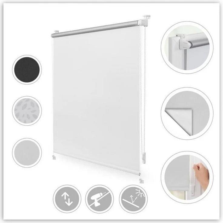 Lichtblick RKS. 080.150.01 Verdunkelungsrollo Thermo-Rollo Klemmfix ohne Bohren mit Seitenverspannung Sichtschutz Hitzeschutzrollo Weiß, 80x150 cm (B x L) – Bild 4