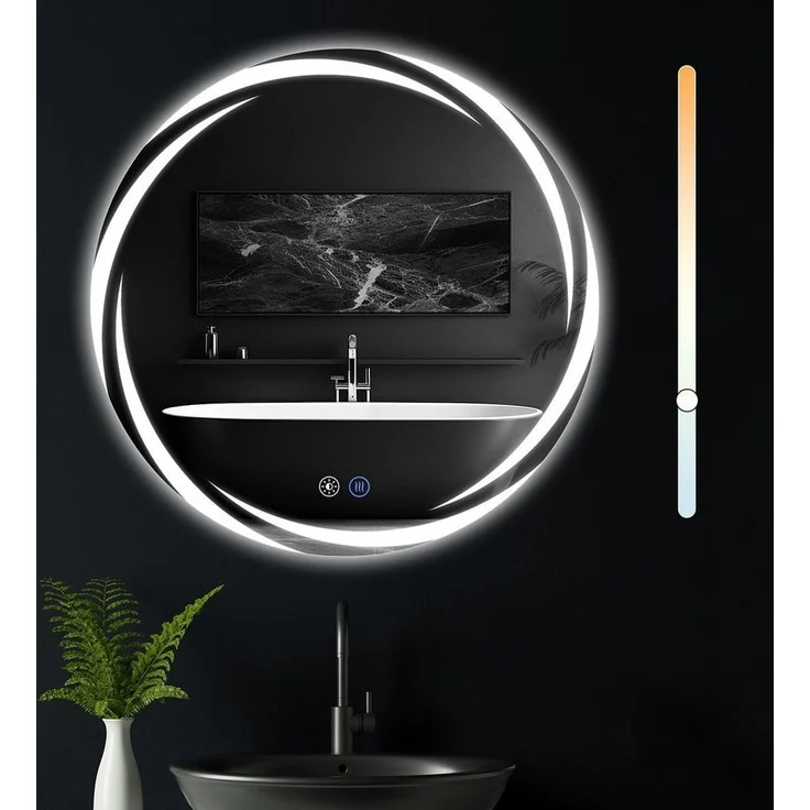 Nettlife Wandspiegel LED spiegel mit Beleuchtung Rund 80cm, zimmerspiegel mit Touch Schalter und Entfogger Funktion – Bild 5