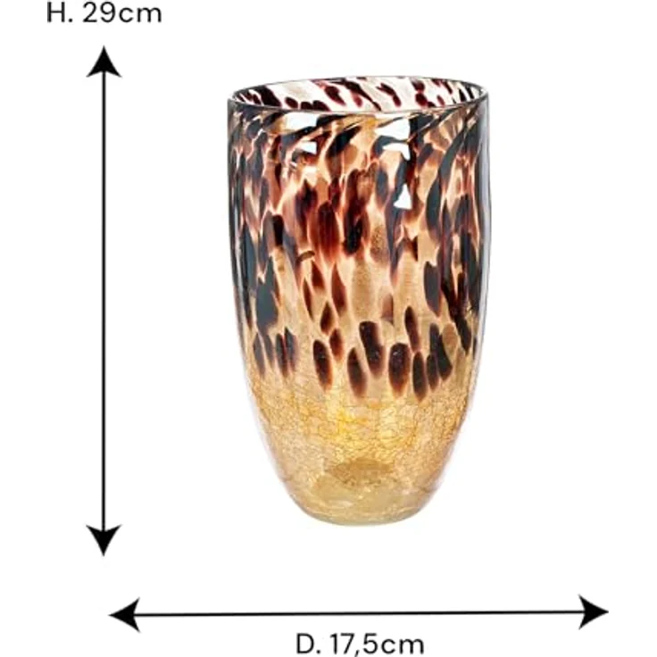 GILDE große Glasvase, handgefertigte Deko Standvase in Marmoroptik, Höhe 29 cm für Pampasgras, Äste und Blumen - ideal für Herbstdeko und Geschenke – Bild 2