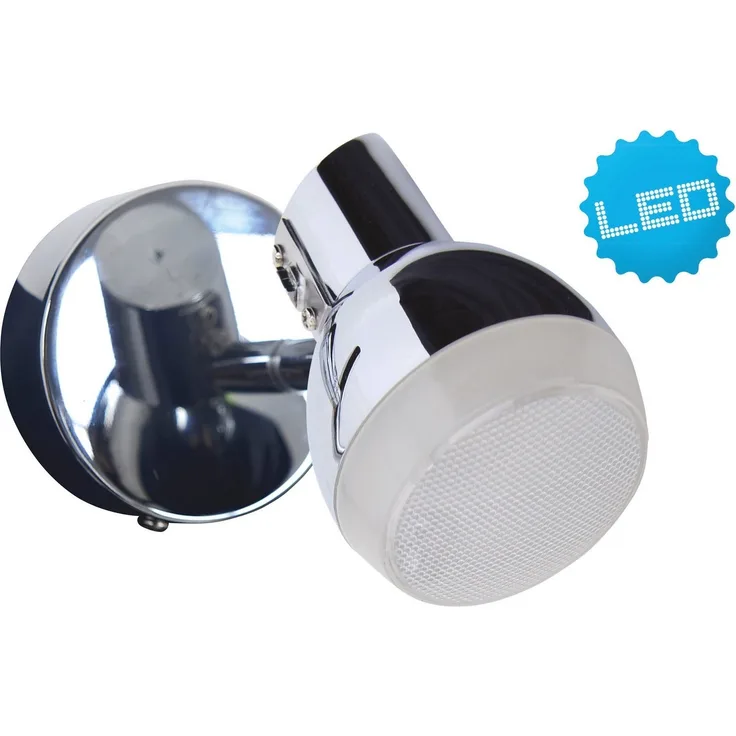 näve LED Wandstrahler Chromey, LED fest integriert, Warmweiß, 1er Spot chromfarben, Lichtfarbe warmweiß, Metall, Acryl, D: 8cm