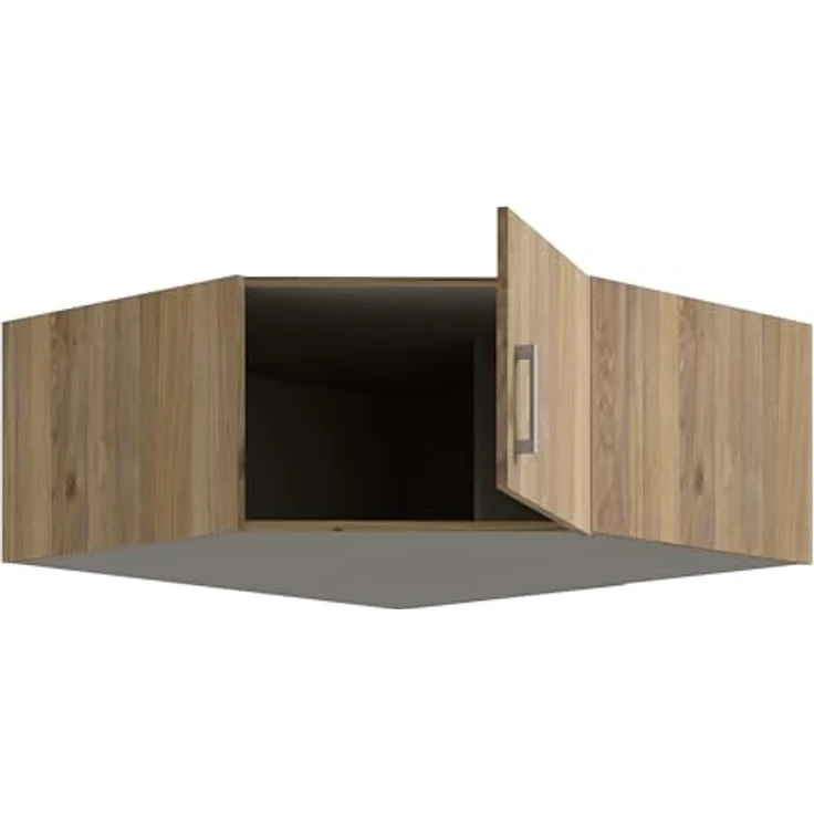 Forte ECONOBOX Schrankaufsatz 90, 1-türiger Drehtürenschrankaufsatz für Eckschrank, Holzwerkstoff, Mauvella Eiche Dekor, 89,5 cm breit, 38,1 cm hoch, 89,4 cm tief – Bild 5