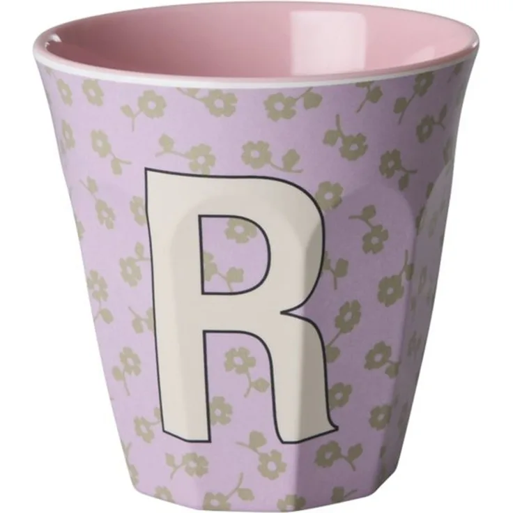 rice Becher Rice Buchstabenbecher – Melamin Tassen A–Z mit Blumen-Design, BPA-frei, 1-tlg, Melamin