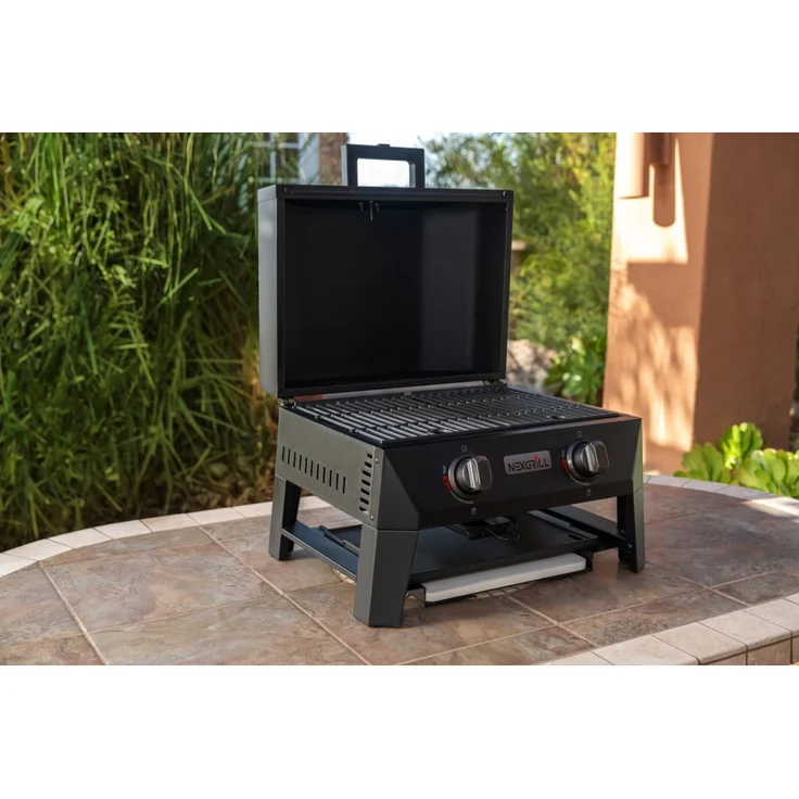 Nexgrill Tischgrill / Pizzaofen "Fortress x4" 4-in-1 mit Plancha und Pizzastein, schwarz,2 Brenner – Bild 2