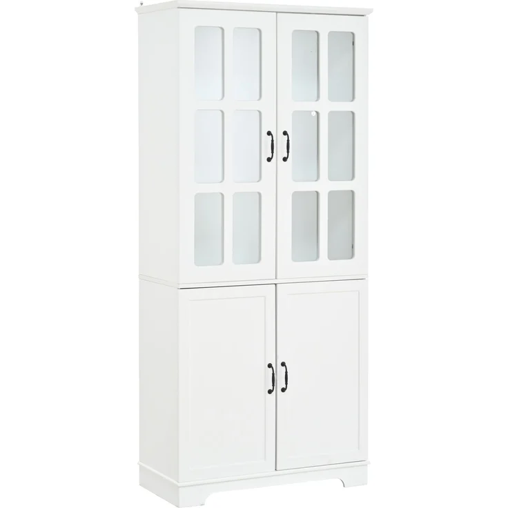 DESVIAE Vitrine mit LED-Beleuchtung und Glastüren 80x180x38 cm Spanplatte Weiß – Bild 8