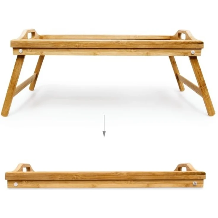 Relaxdays Betttablett klappbar, Bambus / MDF natur, 60 x 30 x 23 cm – Bild 6