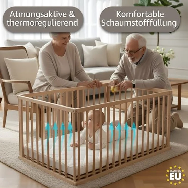 Laufstalleinlage 75x100 cm - Laufstall Laufgitter Baby Matratze Laufstallmatratze Laufgittereinlage aus Schaumstoff für Kinder Babymatratze Spielmatratze Oeko-Tex 75 x 100 – Bild 6