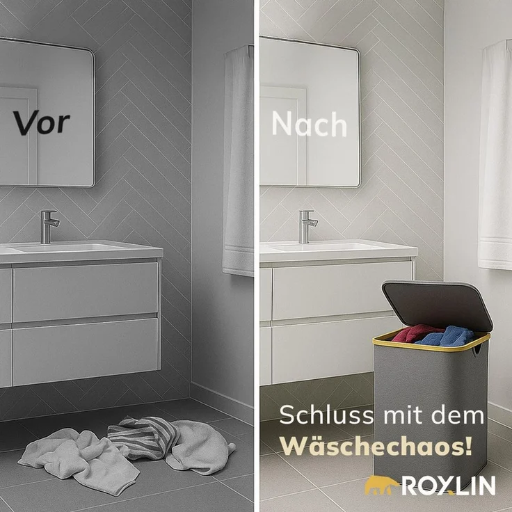 Roxlin Wäschekorb Wäschekorb 100L mit Deckel & herausnehmbarer Tasche, faltbar & tragbar – Bild 3