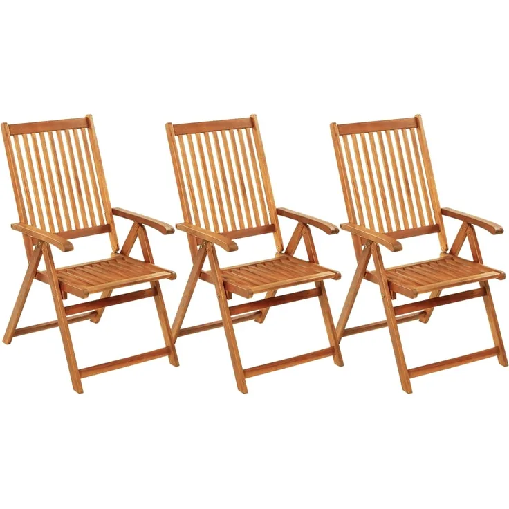 vidaXL Klappbare Gartenstühle 3 Stk. mit Auflagen Massivholz Akazie 3064093