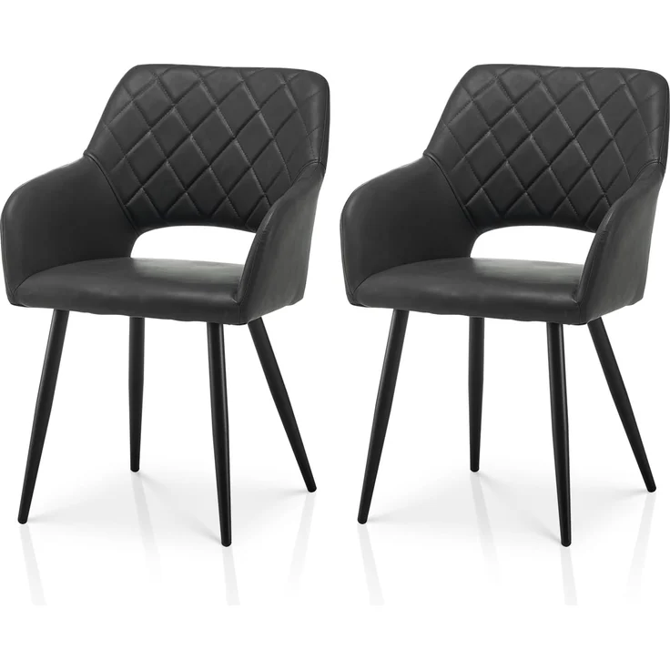 TUKAILAI Esszimmerstühle 2er Set aus Kunstleder, Küchenstuhl Polsterstuhl mit Offener Rückenlehne,Armlehnen,Gepolstertem Sitz, Metallbeinen, Stühle für Wohnzimmer,Esszimmer,Küche – Bild 1