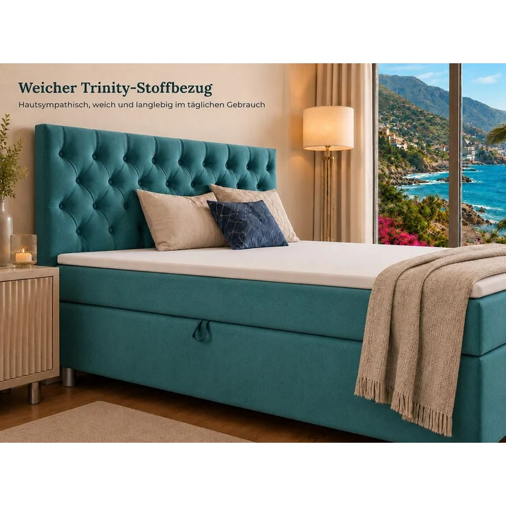 Best for Home Boxspringbett Trinity K-14 mit 7-Zonen-Matratze und Stauraum (Boxspringbett-Set, 1-St, Boxspringbett-Set inklusive Matratze, Topper und Bettkästen), 7-Zonen-Matratze, PUR-Schaum-Topper, gepolstertes Kopfteil – Bild 4