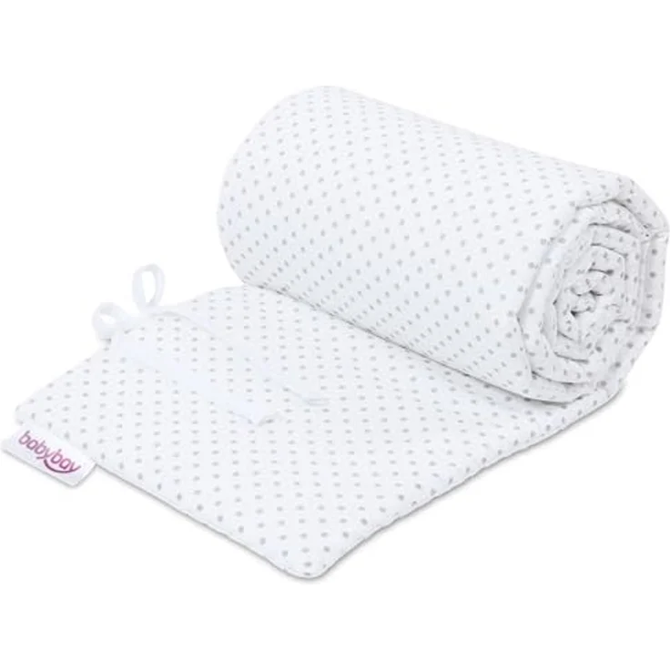babybay Nestchen Piqué passend für Modell Boxspring XXL, weiß Punkte perlgrau – Bild 1