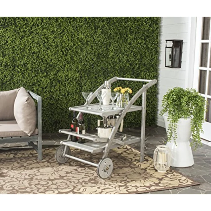 SAFAVIEH Outdoor Tea Trolley - 2 Tier, in Grey Wash and Beige – Bild 3