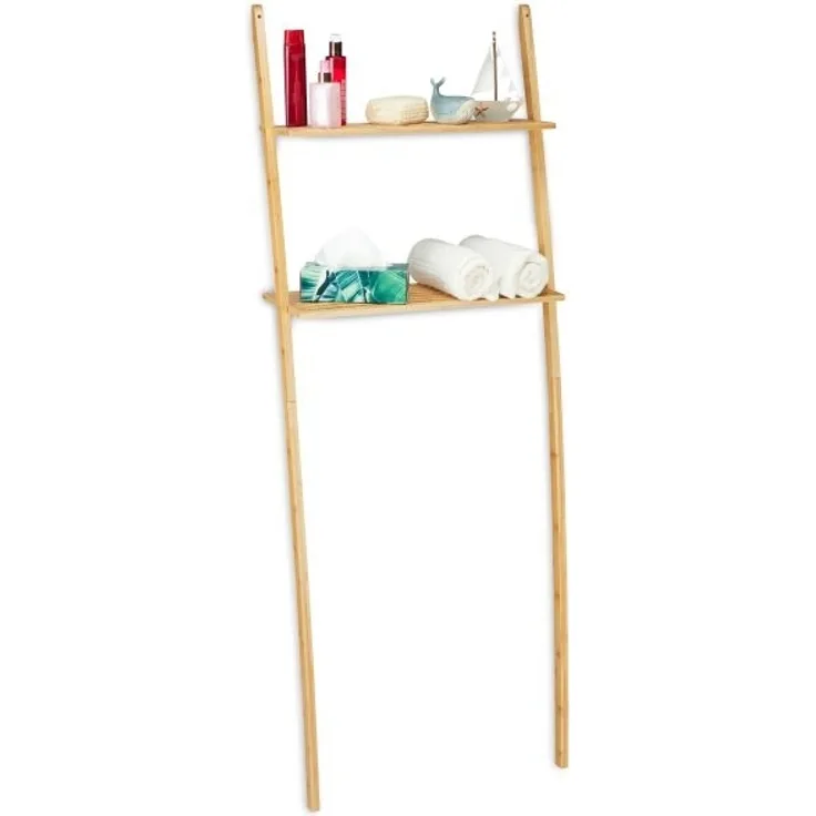 Relaxdays Waschmaschinenregal, Bambus natur, 66 x 30 x 175 cm