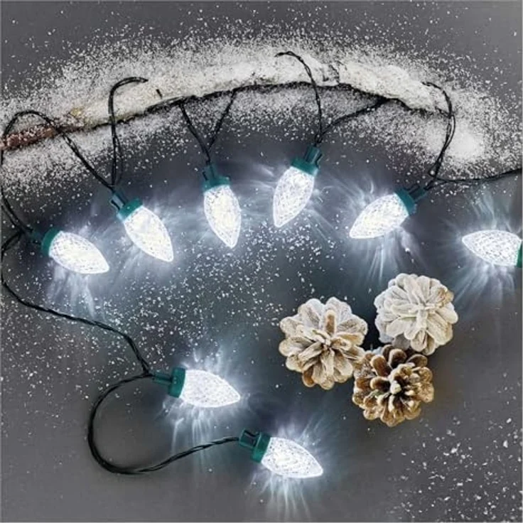 EMOS LED-Lichterkette im Retrostil, 9,8m Weihnachtslichterkette + 5m Zuleitung, 50 LEDs, 8 Lichtmodi, Netzteil, IP44 für Innen und Außen, Kaltweiß – Bild 5