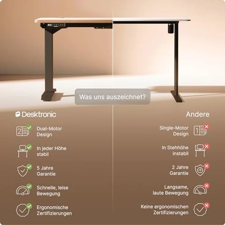 Höhenverstellbarer Schreibtisch - Höhenverstellbar Elektrisch mit Flüsterleisem Dual-Motor & Touchscreen - Hohe Tragfähigkeit - Stehtisch von Desktronic, Schwarz + Eiche, 160x80 cm – Bild 6
