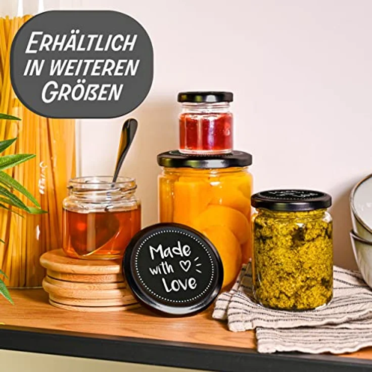 Praknu Einmachglas 24 Mini Gläser mit Deckel 50 ml - Mit Etiketten und Stift, Glas, (Set, 24-tlg), Mit Etiketten & Stift - Luftdicht - Spülmaschinenfest – Bild 8