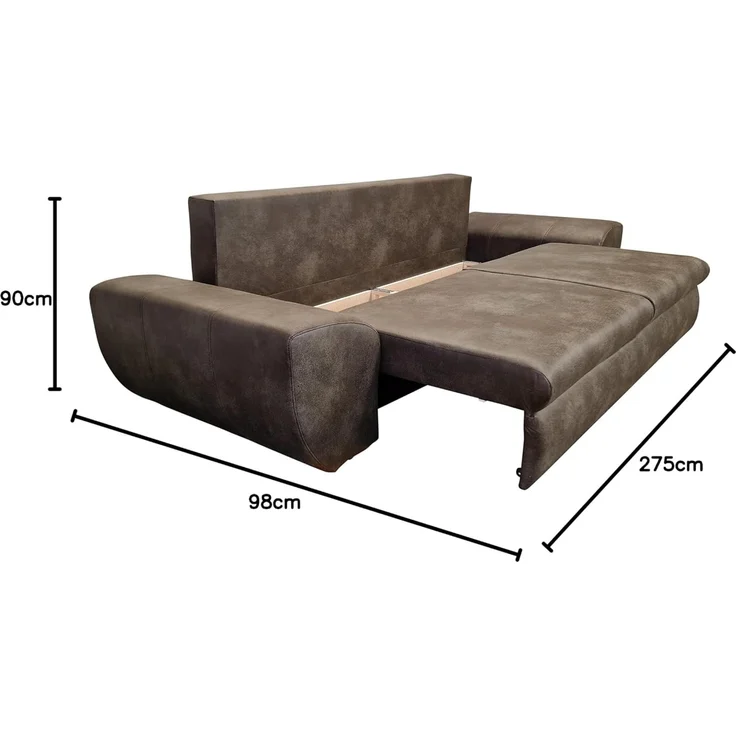 Big-Sofa mit Schlaffunktion und Bettkasten XXL Couch im Vintage Look in Braun – Bild 3