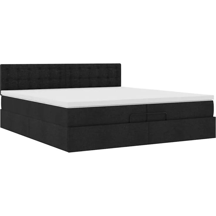 vidaXL Ottoman-Bett mit Matratze Schwarz 200x200 cm Stoff 3311652 – Bild 4