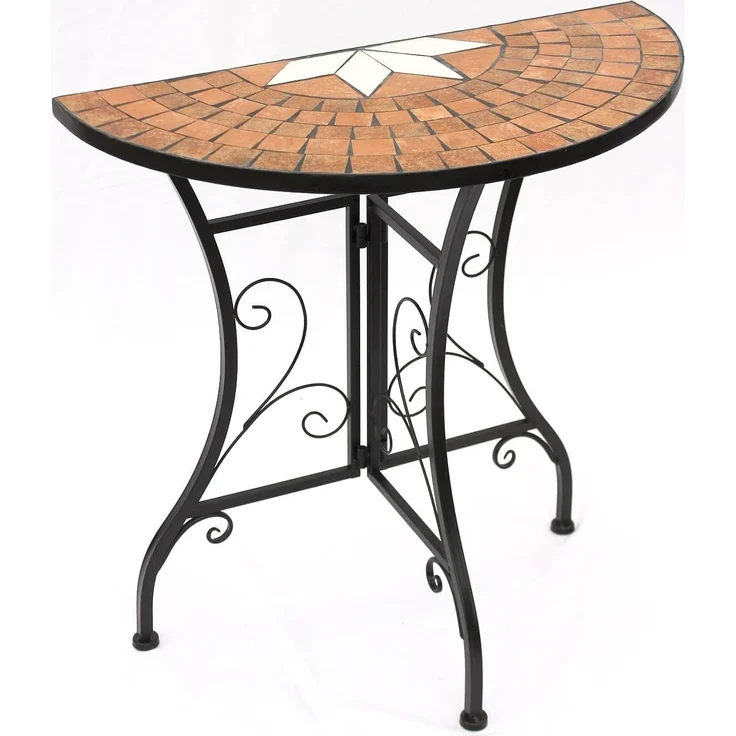 DanDiBo Tisch Halbrund Konsolentisch Wandtisch 120041 Beistelltisch Metall Mosaik 70 cm – Bild 9