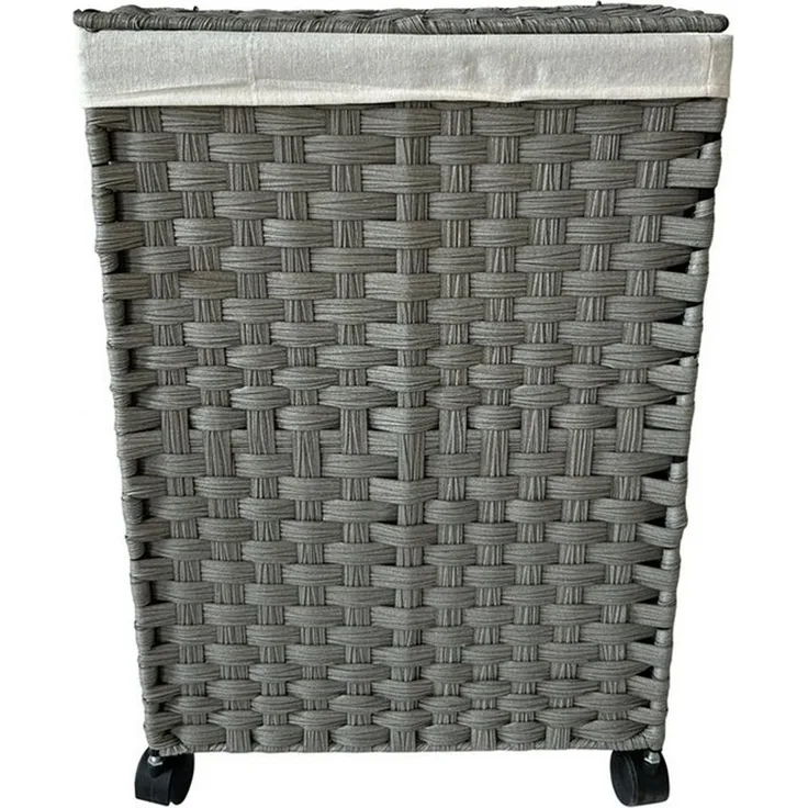 HTI-Living Wäschekorb Wäschesammler 40 Liter Briena Grau (Stück, 1 St, 1 Wäschesammler), Wäschekorb Polyrattan auf Rollen