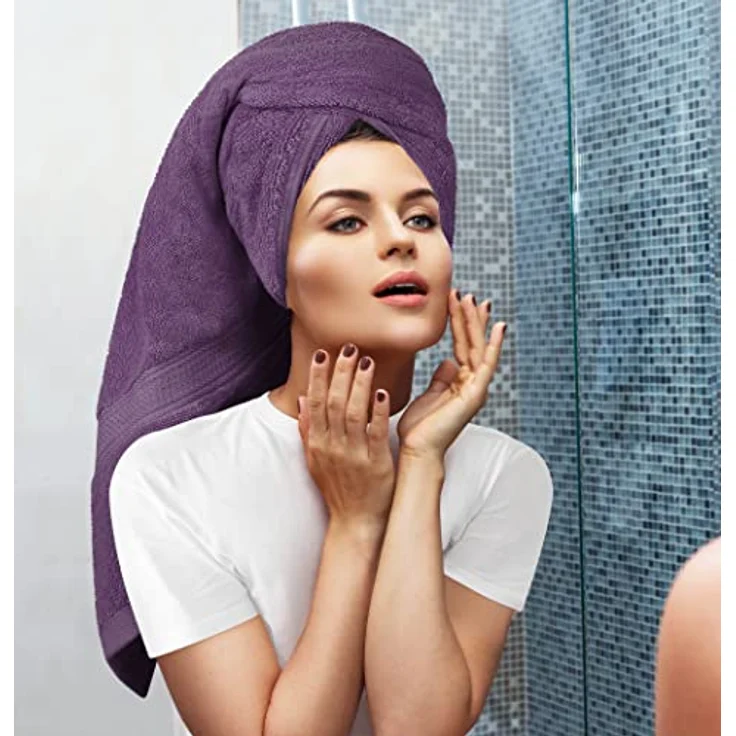 Utopia Towels - 8 teilig Handtücher Set aus Baumwolle mit Aufhänger - 2 Badetuch, 2 Handtücher und 4 Washclappen - (Pflaume) – Bild 5