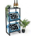 DanDiBo Getränkekistenregal 2 Kisten mit Ablage Schmal Metall Stehend 96541 Getränkekistenhalter 100 cm Getränkekistenständer Flaschenkistenregal