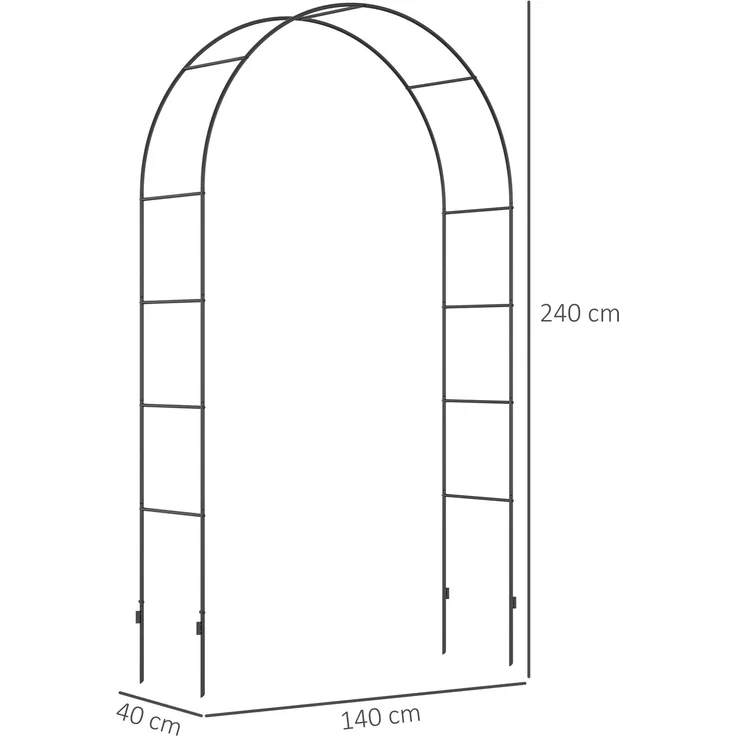 Rosenbogen Metall Torbogen Gartenbogen Kletterpflanzen Rankpflanzen Schwarz 140x40x240cm--Schwarz--140x40x240cm--YOUDENOVA – Bild 3